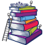 illustration of a stack of usborne books with a tiara on top