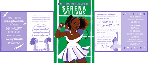 image of the Extraordinary Lives biography about Serena Williams by Kane Miller - Usborne Books & More - pictures Serena Williams on the front cover