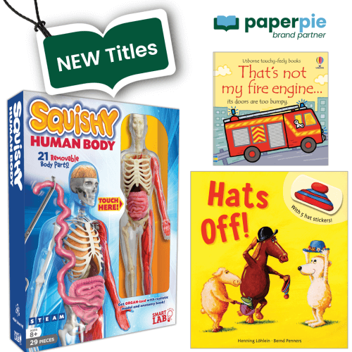 picture of PaperPie titles: Usborne That's Not My Fire Engine, Kane Miller Hats Off! and SmartLab Toy Squishy Body