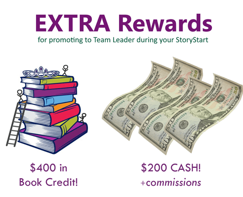Image of books and cash with the words... EXTRA Rewards for promoting to Team Leader during CLIMB. $400 in Book Credit! $200 CASH! +commissions