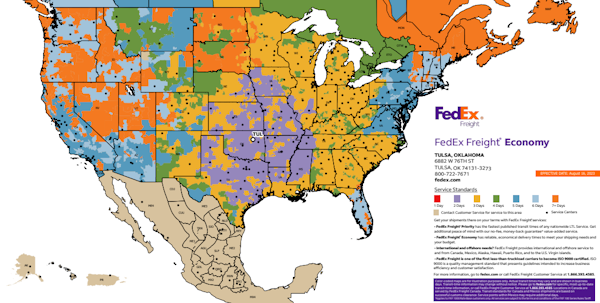 map of usa for estimated shipping times for usborne books to arrive by Fed-Ex